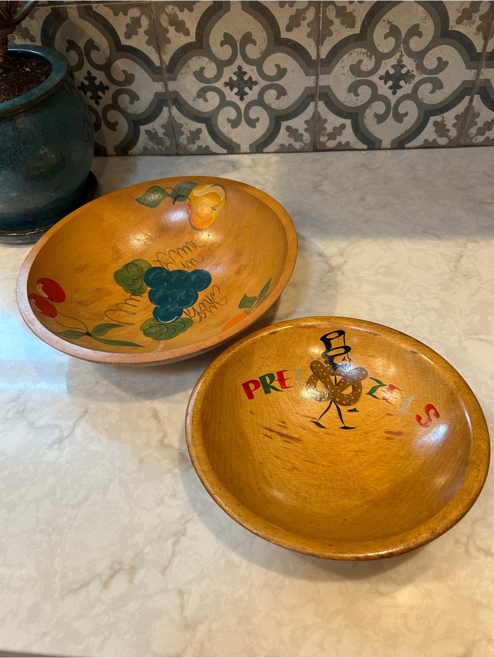 Set of Two- 1940a-1950s Wooden Serving Bowls-